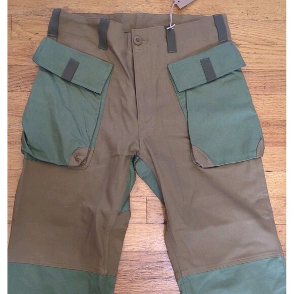 New Wasted Collective Cargo Hiking Field Pants Size Small Green Brown Japan NWT - Picture 2 of 11
